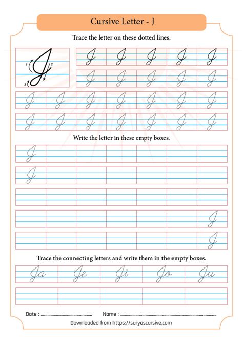One of the issues a lot of people have is with cursive capital letters. Capital Letter J in Cursive | SuryasCursive.com