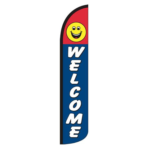 Welcome Smiley Face Wind Free Feather Flag 3 Day Flags