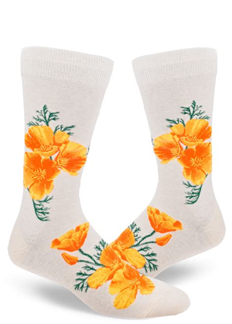 California Poppy Mens Socks Modsocks Novelty Socks