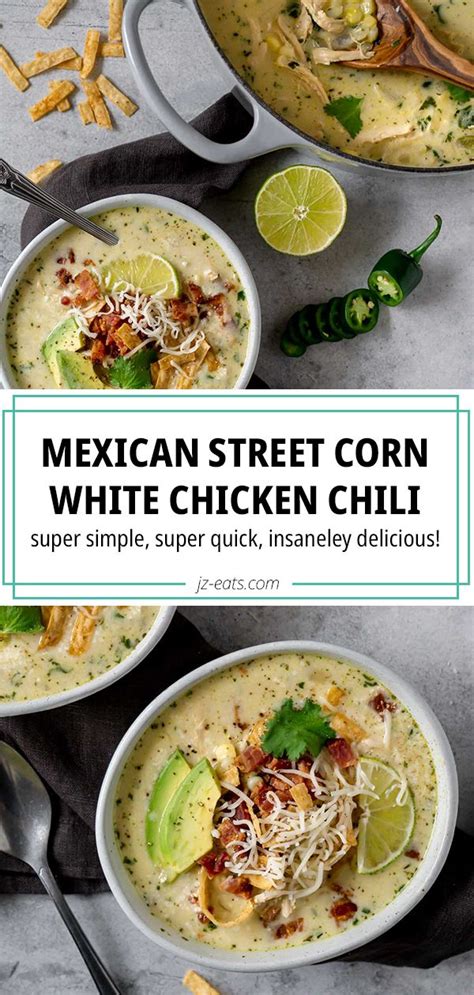 I've been looking for a long time for a good chili recipe. Mexican Street Corn White Chicken Chili is creamy, comforting, and always SO delicious! It's ...