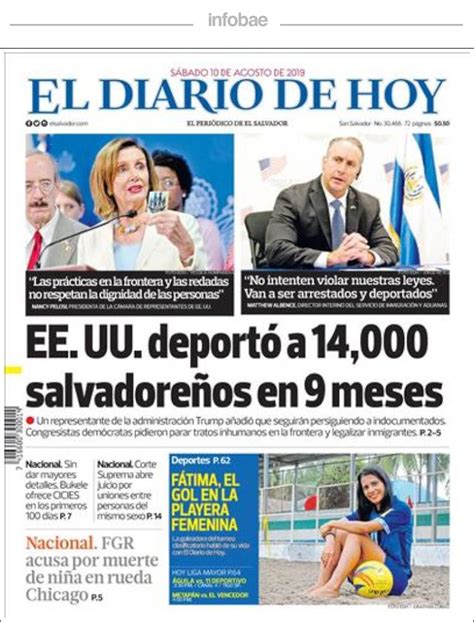 El Diario De Hoy El Salvador 10 De Agosto De 2019 Infobae