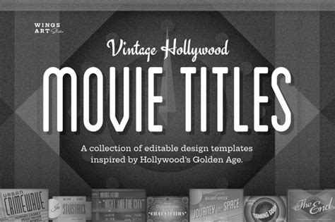 Vintage Hollywood Movie Title Templates Design Cuts