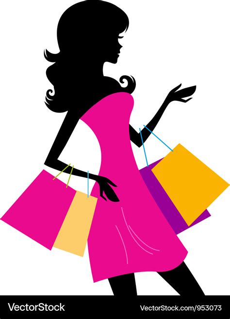 Black Icon Shopping Woman Silhouette With Bags Vector Image Images