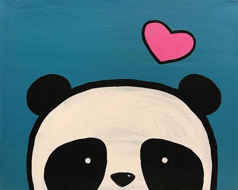 Panda Love Cute Canvas Paintings Cute Paintings Panda Painting