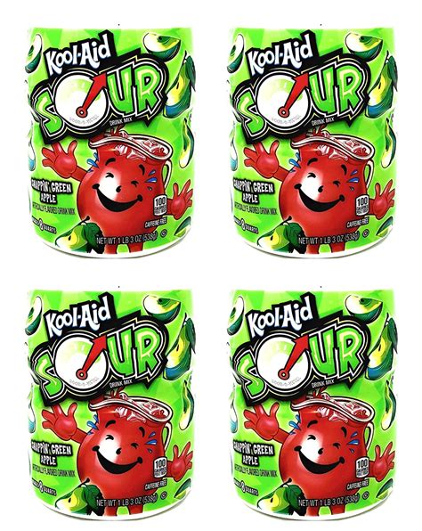 Kool Aid Sour Drink Mix Snappin Green Apple Bulk Pack Of 4