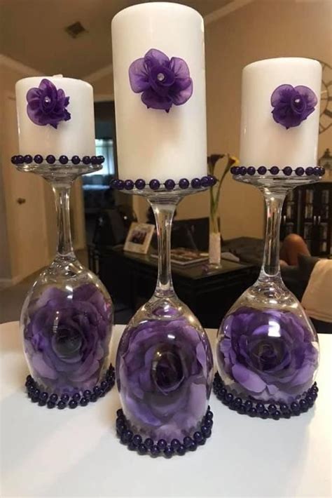 Set Of 3 Flower Globe Wineglass Candleholders With Unscented Candles