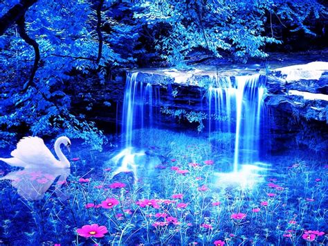 Magical Blue Wallpapers Hd Waterfall Photo Beautiful Wallpaper