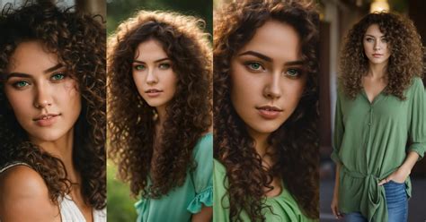 Lexica Curly Hair Brunette Green Eyed Woman
