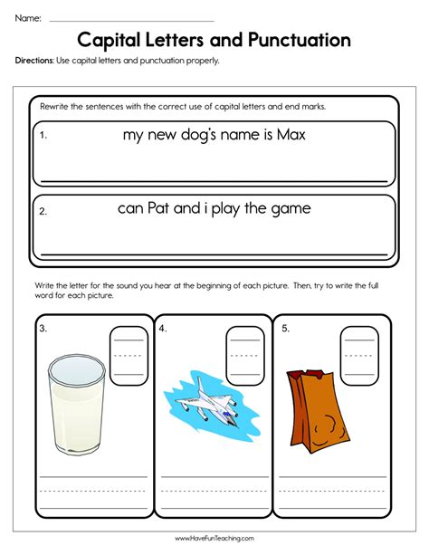 Capital Letters And Punctuation Worksheet By Teach Simple