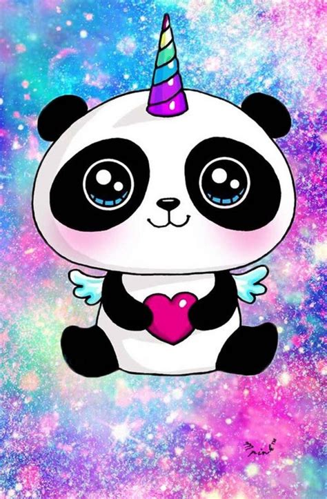 A Panda Bear With A Unicorn Horn And Heart On Its Chest Sitting In