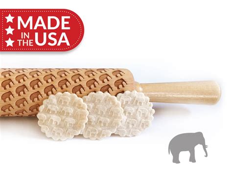 Elephant Embossing Rolling Pin Laser Engraved Rolling Pin