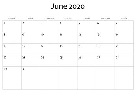 Create Your June Monday To Friday Downloadable Calendar Get Your