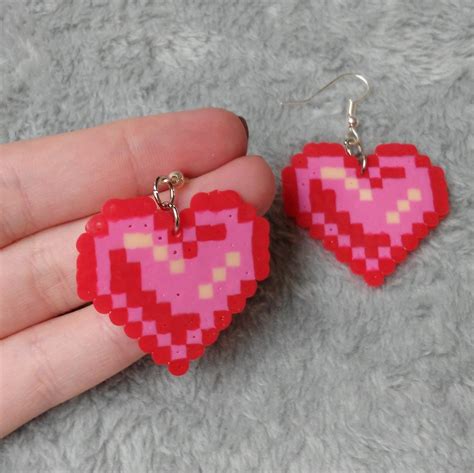 Hearts Perler Earrings Handmade Jewelry And Accessories Etsy Perler