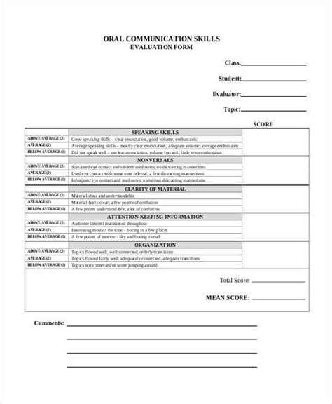 Free 8 Communication Evaluation Forms In Pdf Ms Word