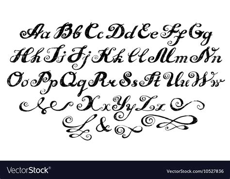 Calligraphy Alphabet Typeset Lettering Royalty Free Vector