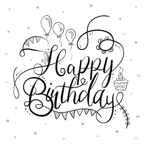 Free Vector Black And White Happy Birthday Typography