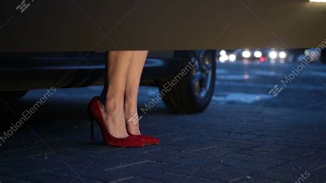 Womans Legs In Heels Stepping Out Of Car At Night Stock Video Footage 10464943