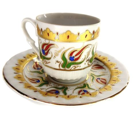 Traditional Turkish Coffee Cup Porcelain Cup And Saucer From Kutahya