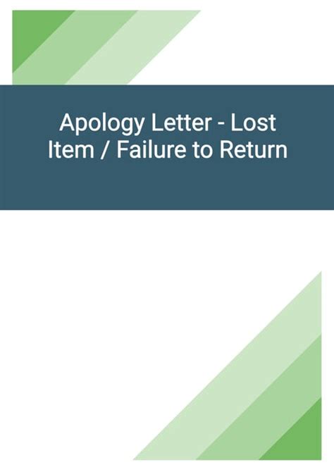 Apology Letter Lost Item Failure To Return Template In Word Doc