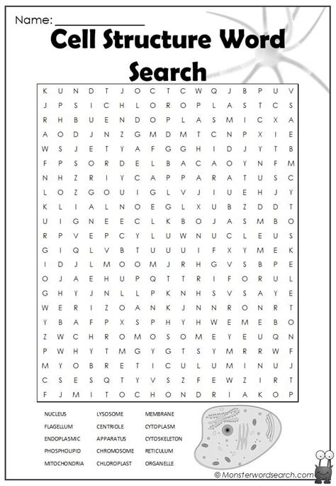 Cell Structure Word Search Monster Word Search
