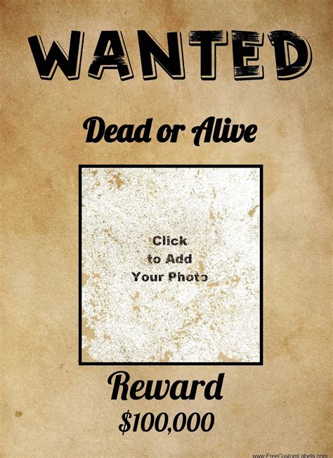 Wanted Poster Printable Template Printable Templates