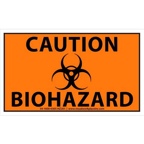 Polylabel Caution Biohazard Symbol 5pk Visual Workplace Inc