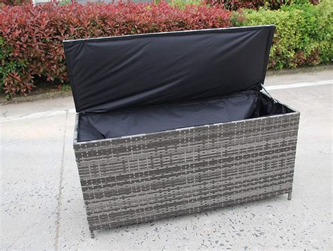 New Rattan Plastic Garden Wicker Storage Box Cushions Waterproof Chest