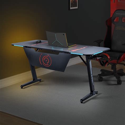 Xgeek Home Office Gaming Desk Pro Z Shaped Pc Computer Table For Gamer
