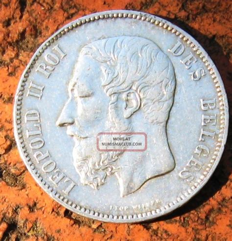 1873 Belgium Leopold Ii 5 Francs Silver Coin