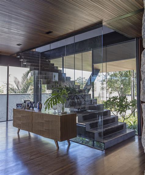 Stones Walls Wood Glass Metal Modern House Brazil7 Idesignarch Interior Design