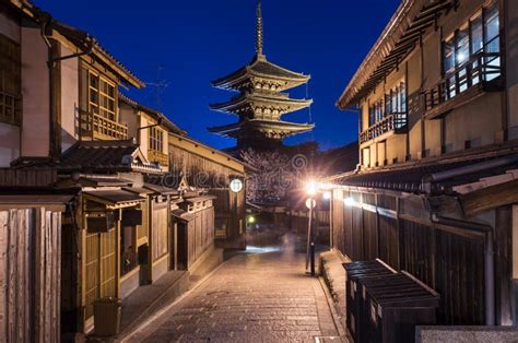 Yasaka Pagoda At Night Higashiyama Kyoto Japan Stock Image Image