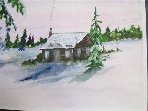Winter Christmas Scene Original Watercolor Painting Etsy