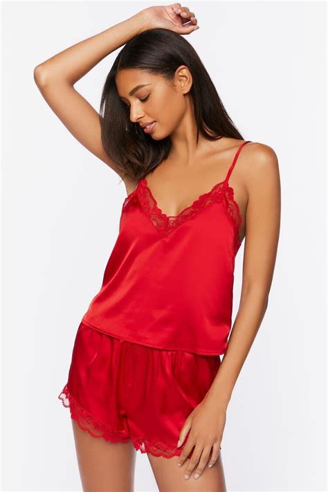 Forever 21 Lace Trim Cami And Shorts Pajama Set Ruby Forever21usa