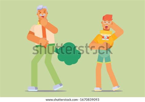 Disgusting Character Illustration Man Farts Behind Stock Vector Royalty Free 1670839093