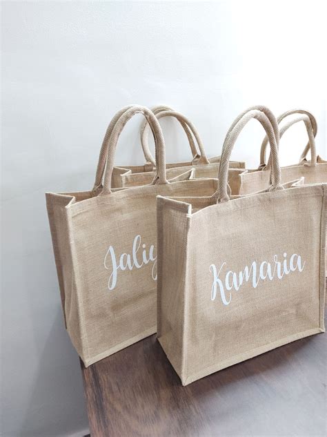 Personalised Jute Bag Personalized Jute Tote With Name Etsy