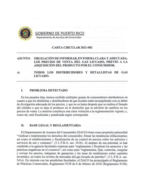 Daco Emite Carta Circular 2021 002 Daco Departamento De Asuntos Del Consumidor De Puerto Rico