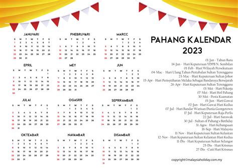 Pahang Cuti Umum Kalendar 2023 ️