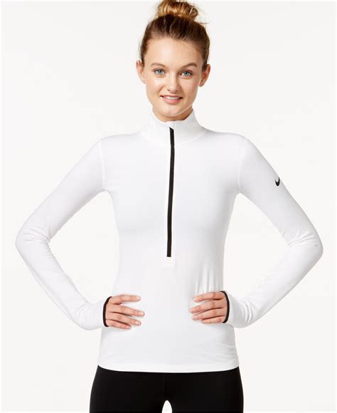 Lyst Nike Pro Hyperwarm Half Zip Dri Fit Pullover In White