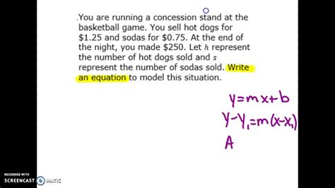 Writing Equations From Word Problems Standard Form Youtube