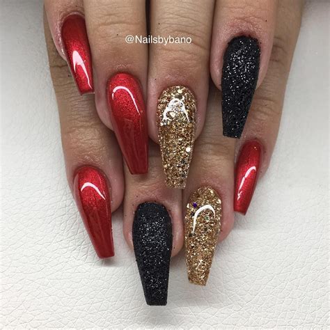 Holidaynails Kortenstein Red Chrome Nails Red And Gold Nails