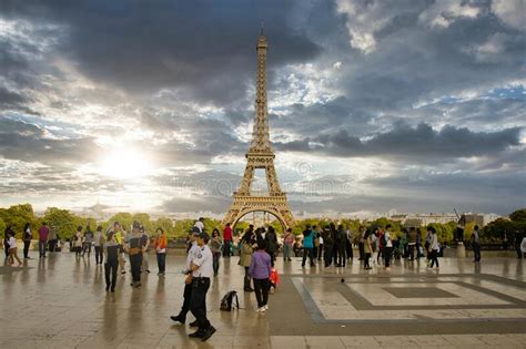 Paris France 05172014 People At The Trocadero And Eiffel Tower In