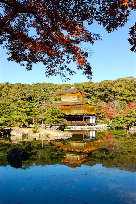 Red Leaf With Golden Pavilion At Kyoto Stock Image Image Of Oriental