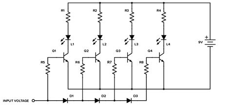 Circuit diagram of led flasher/blinker. Simple VU-Meter Circuit - Build Electronic Circuits