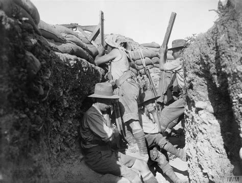 Australian Soldiers In The Trenches At Gallipoli First World War