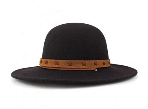 Wide Brim Round Top Felt Hat With Leather Strap Hats For Men Mens