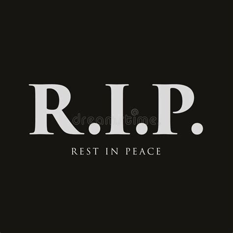 Rest In Peace Rip With Black Ribbon And Peace Wings Vector Desig Stock