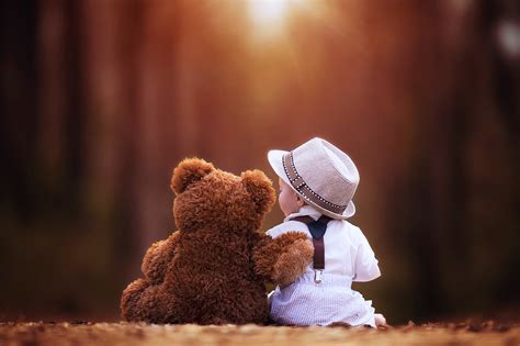 Children Kids Childhood Hat Teddy Bear Friends