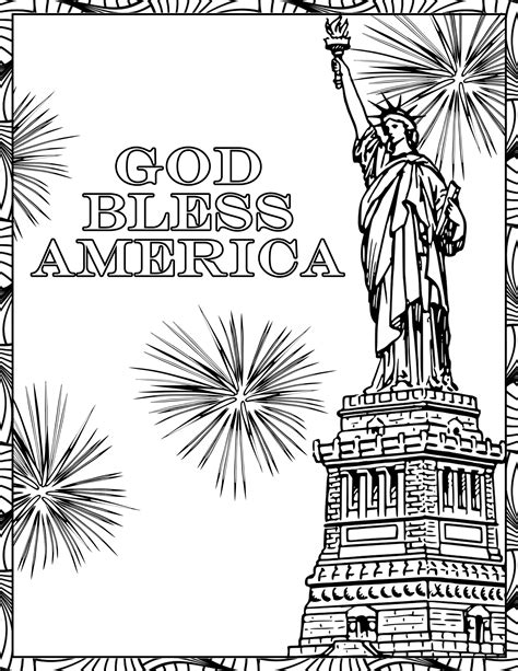 List Of God Bless America Fourth Of July Coloring Pages