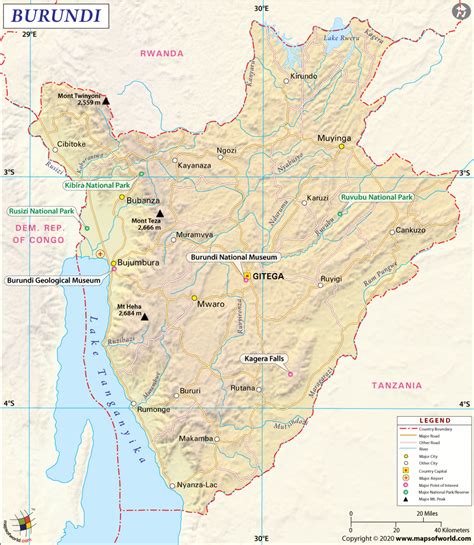 Pariez sur tous les terrains! Burundi Map