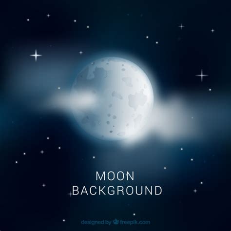Night Sky Background With Moon And Clouds Vector Free